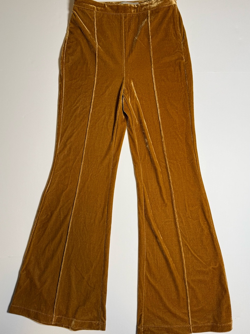 Flying Tomato Womens Brown Velvet Flare Pants Stretch Vintage Inspired Size M